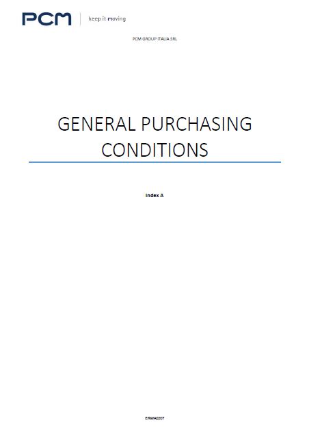  General purchasing conditions - PCM Group Italia SRL